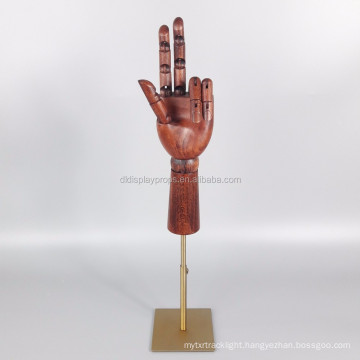 DL1143 Brownish red color flexible display hand female mannequin wooden hand Wood Articulated Hand on sale